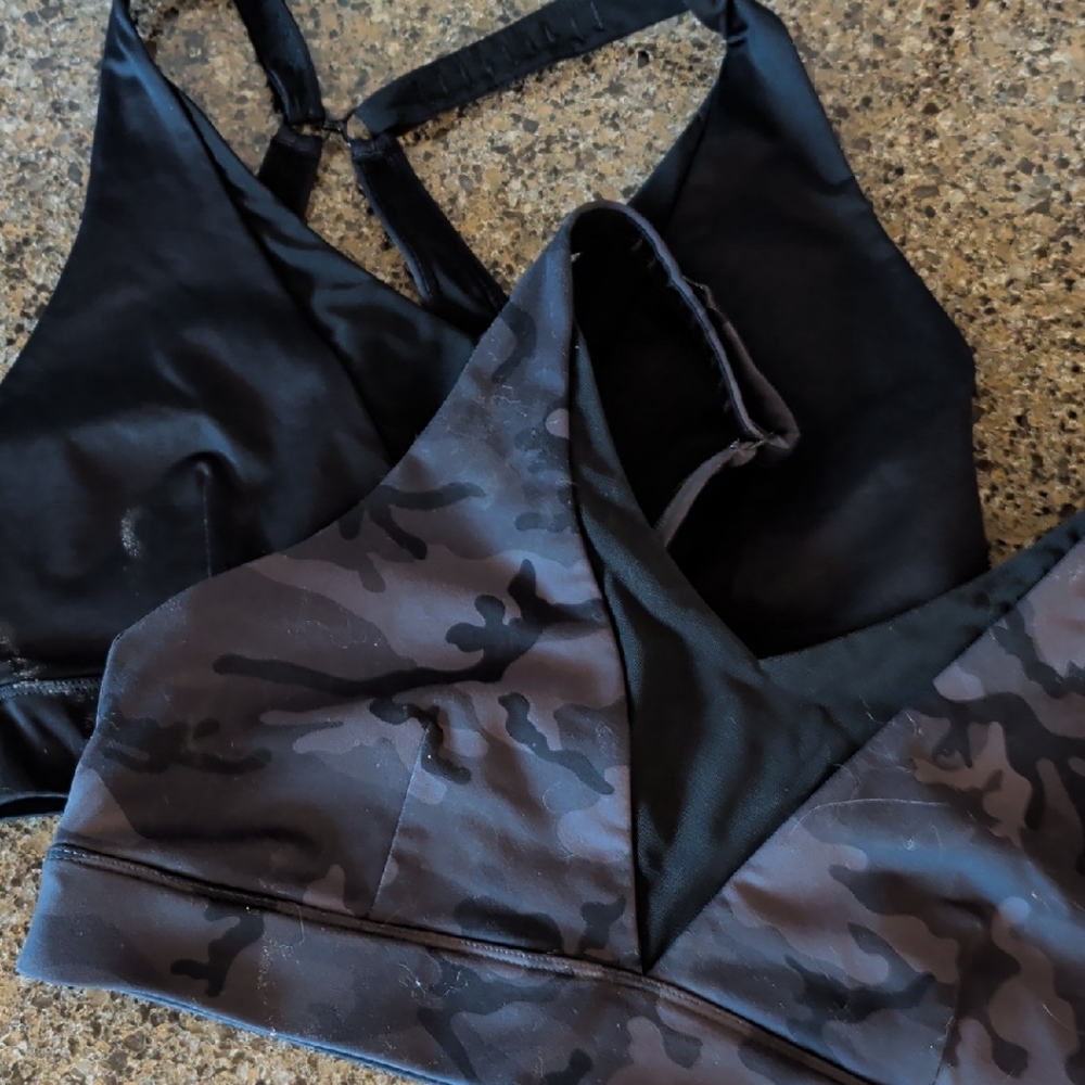 Women's Black and Camouflage Sports Bras